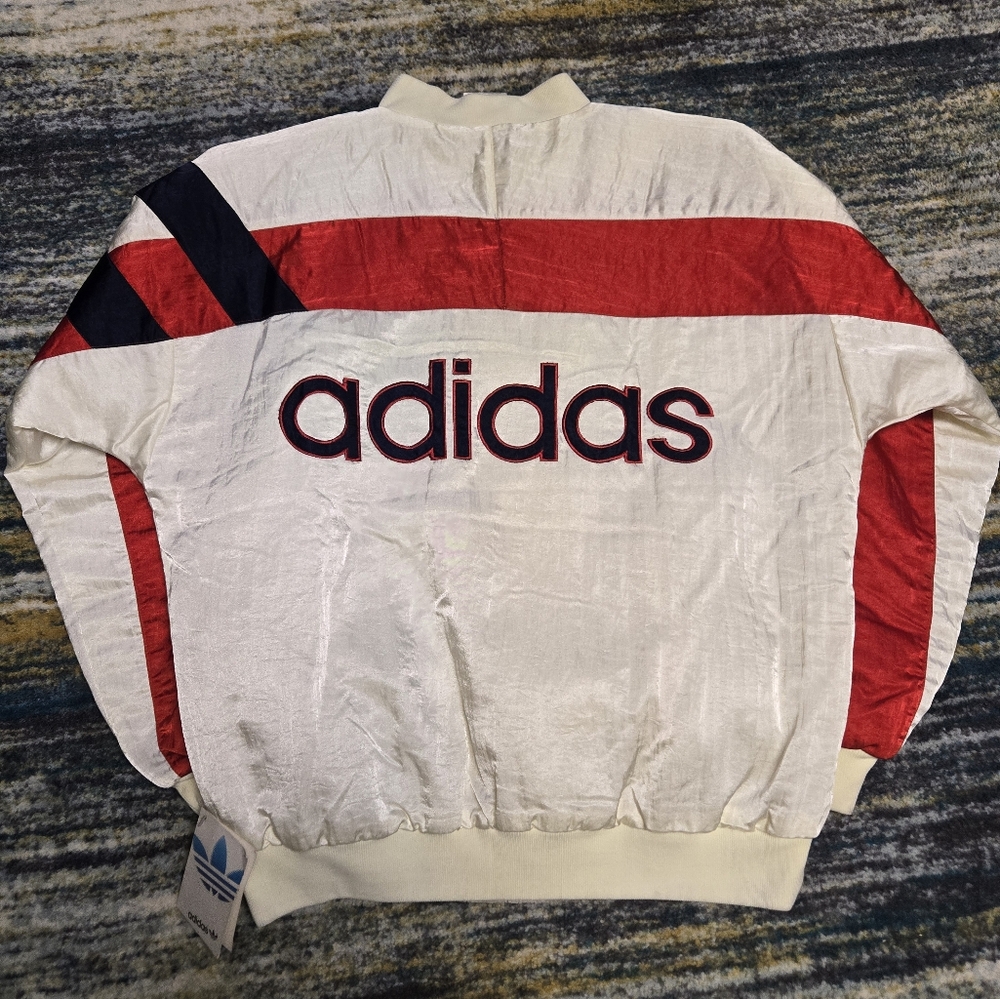 Vintage 80s Adidas Jacket Satin Bomber - Picture 2 of 8
